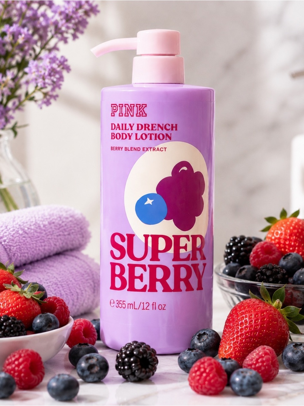 Victoria’s Secret PINK Super Berry Daily Drench Body Lotion 12 oz NEW - Picture 1 of 6